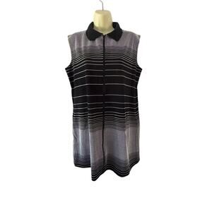 Sand Dollars Vintage Black White Front Zip Swim Coverup Women Size Large